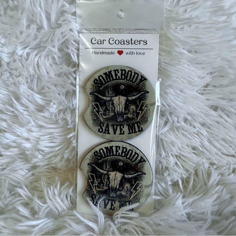 🫟 2/$15 Somebody Save Me Car Coasters